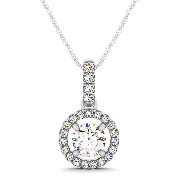 18K White Gold 1.25 ctw Diamond Halo Pendant