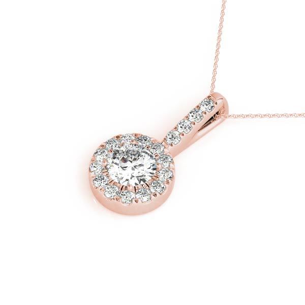 18K Rose Gold Round Diamond Halo Pendant