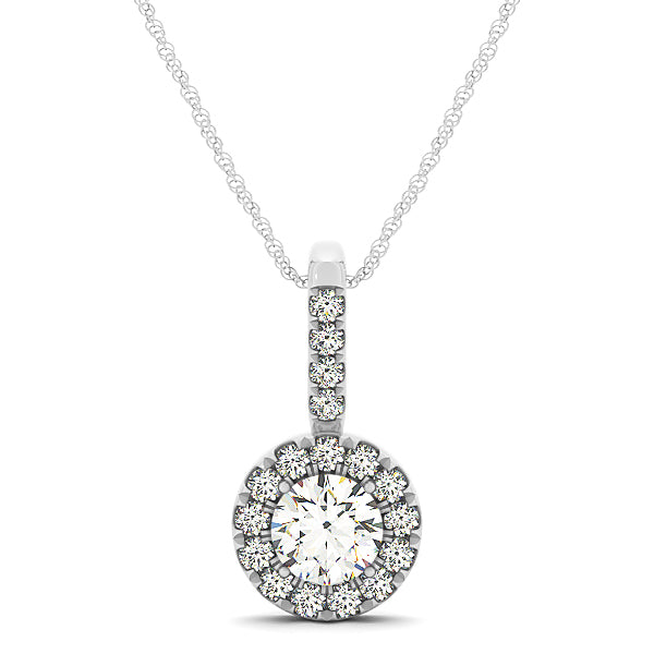 Platinum 1 CT Round Diamond Halo Pendant