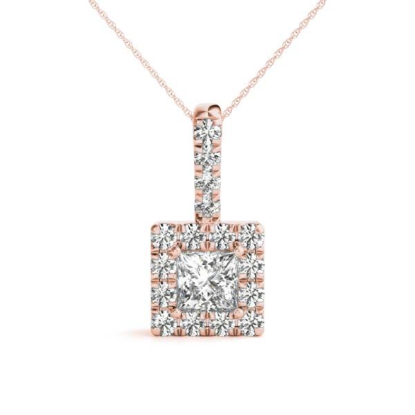 18K Rose Gold 1 CT Diamond Halo Pendant