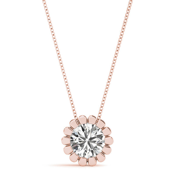 18K Rose Gold 1ct Round Diamond Solitaire Pendant