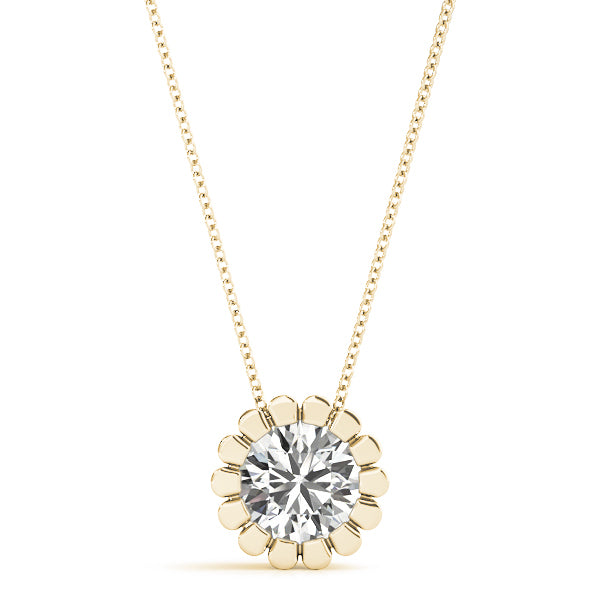 18K Yellow Gold Round Diamond Solitaire Pendant