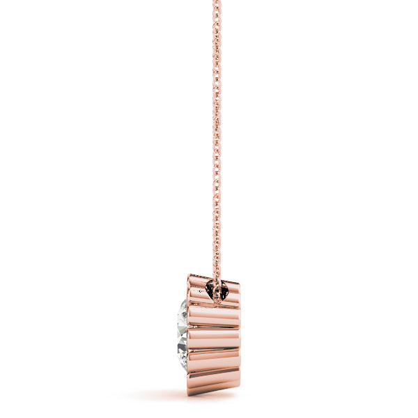 18K Rose Gold 1ct Round Diamond Solitaire Pendant