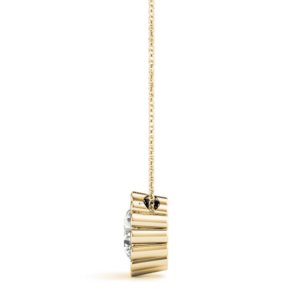 18K Yellow Gold Round Diamond Solitaire Pendant