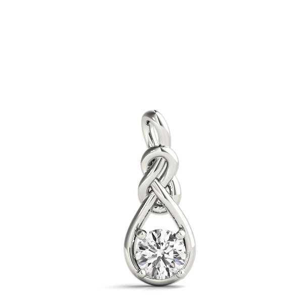 14K White Gold 1 CT Diamond Love Knot Pendant