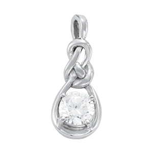 14K White Gold 1 CT Diamond Love Knot Pendant