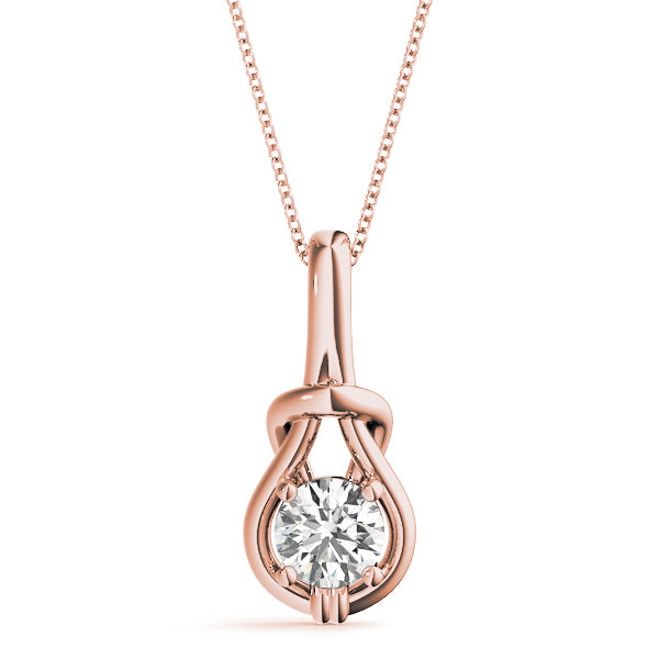 18K Rose Gold 1 ct Diamond Love Knot Pendant
