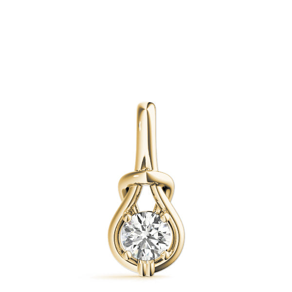 18K Yellow Gold Round Diamond Love Knot Pendant
