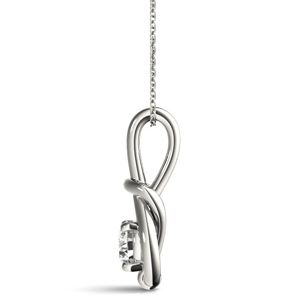 1 CT Diamond 18K White Gold Love Knot Pendant