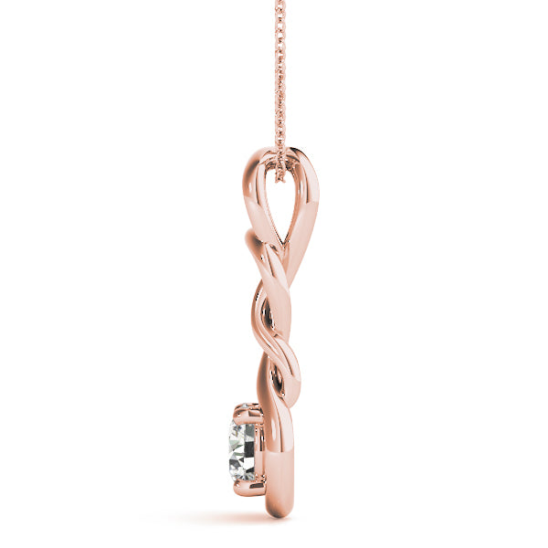 18K Rose Gold 1CT Diamond Love Knot Pendant