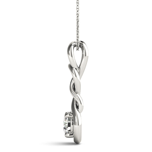 Platinum 1 CT Round Diamond Love Knot Pendant