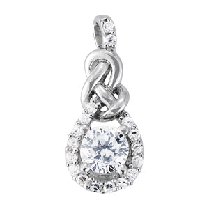 14K White Gold Diamond Love Knot Pendant