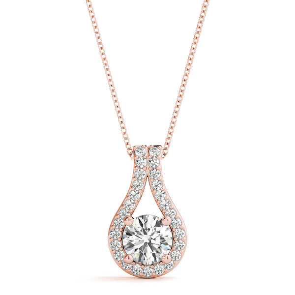 18K Rose Gold 1ct Diamond Solitaire Pendant