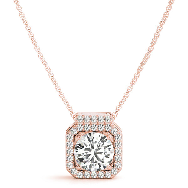 18K Rose Gold 1.16 CT Round Diamond Pendant