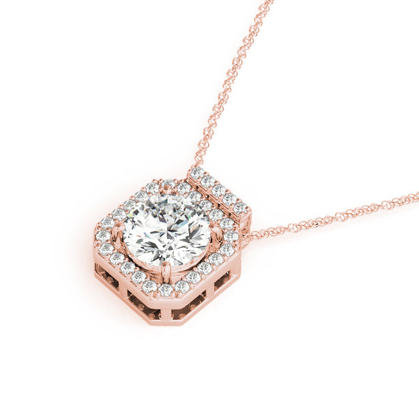 18K Rose Gold 1.16 CT Round Diamond Pendant