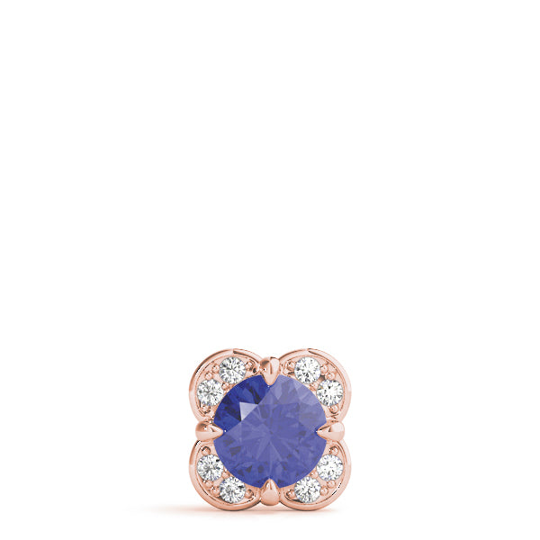 14K Rose Gold Round Diamond Halo Pendant
