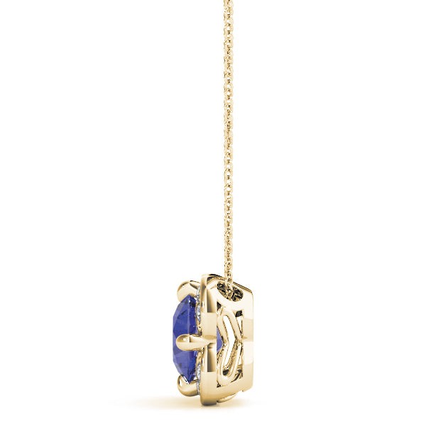 18K Yellow Gold Round Diamond Halo Pendant