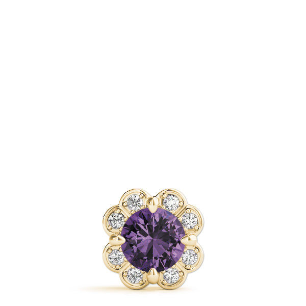 18K Yellow Gold Round Diamond Halo Pendant