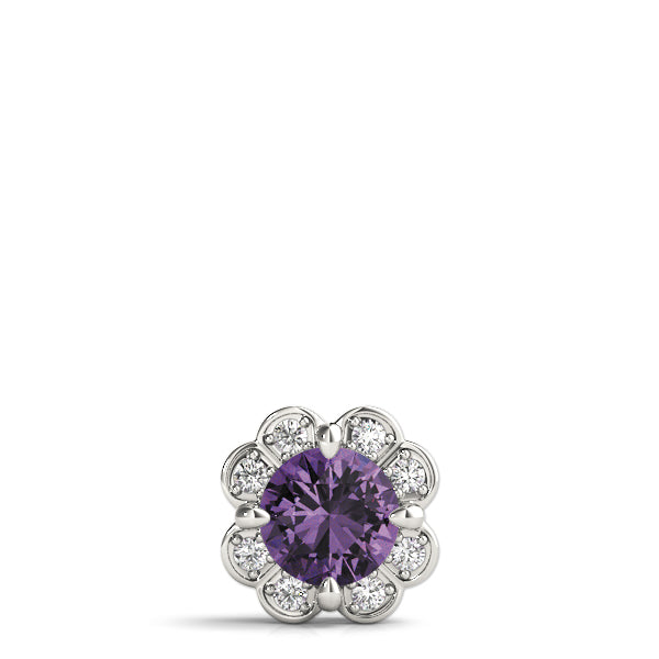 18K White Gold Round Diamond Halo Pendant