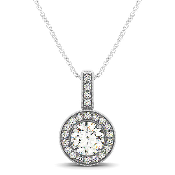 Platinum 3/8 ct Round Diamond Halo Pendant