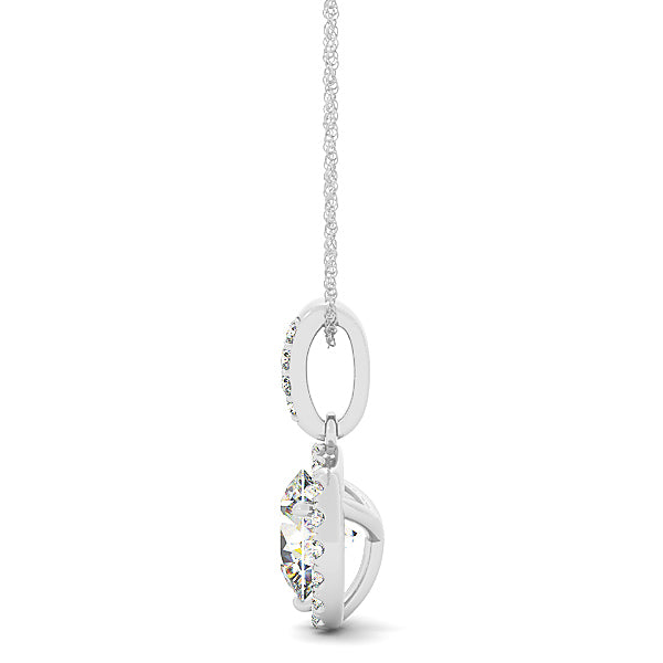 14K White Gold 1 CT Round Diamond Halo Pendant