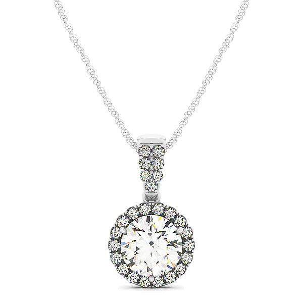 Platinum 1.20 ctw Round Diamond Halo Pendant