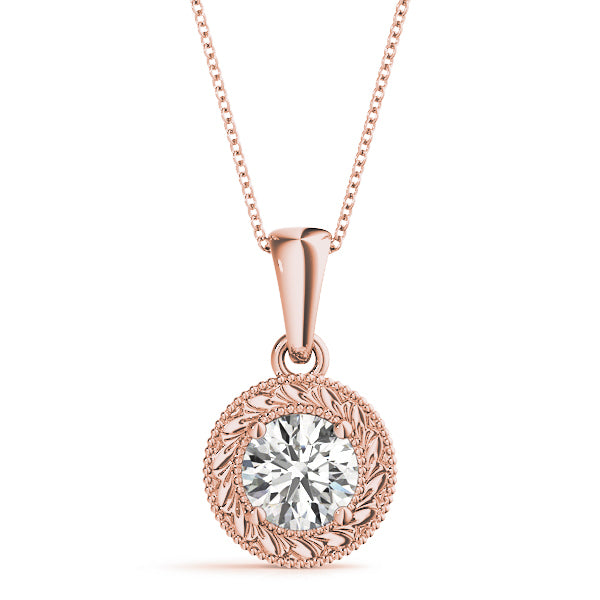 1ct Diamond Rose Gold Solitaire Pendant Necklace