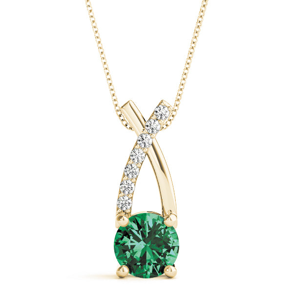 14K Yellow Gold Round Diamond Pendant