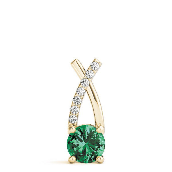 14K Yellow Gold Round Diamond Pendant