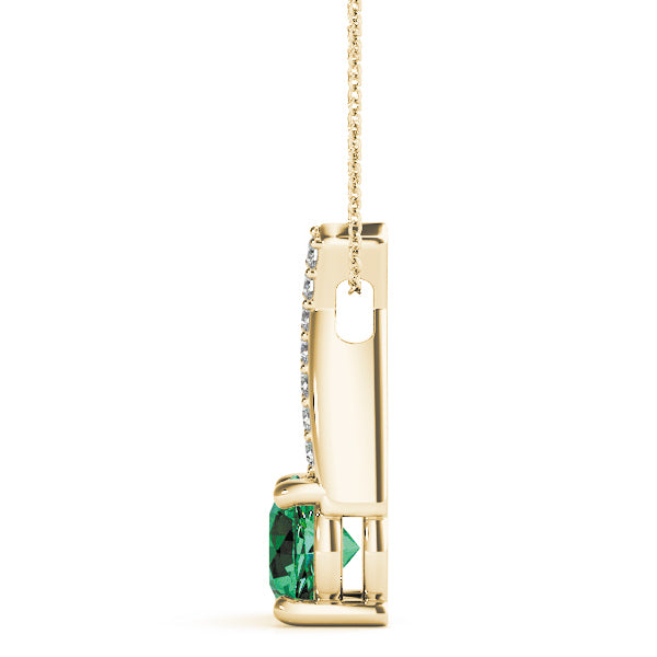 14K Yellow Gold Round Diamond Pendant