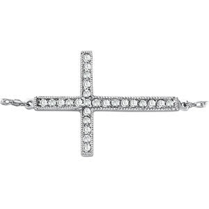 14K White Gold Diamond Cross Pendant