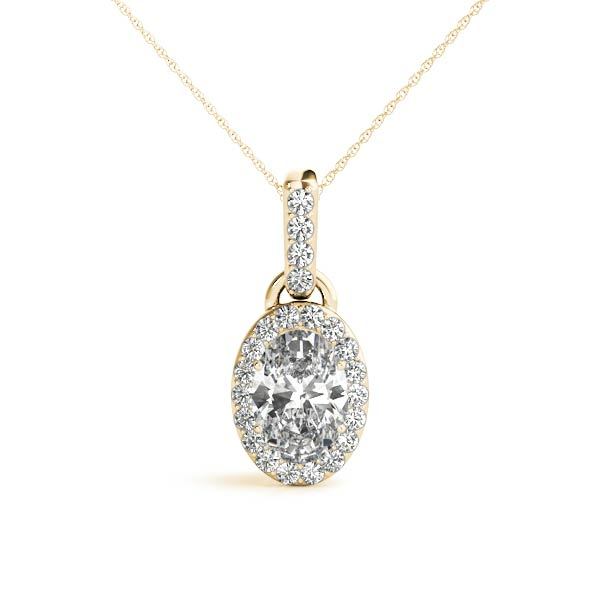 18K Yellow Gold Oval Diamond Halo Pendant