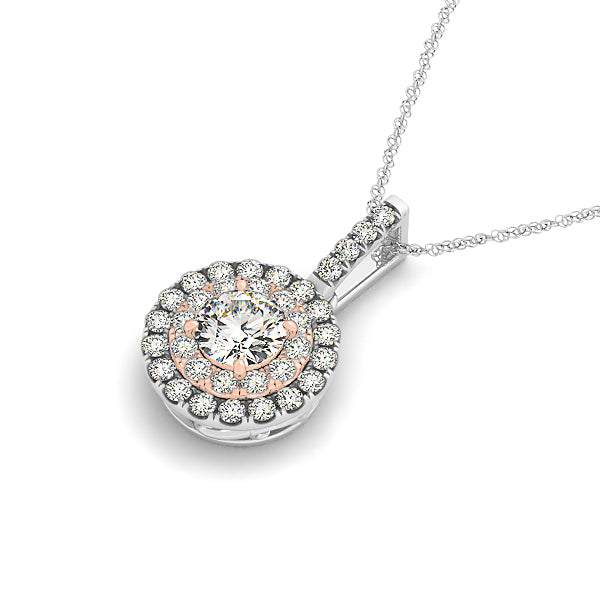 Platinum 3/4 ct Round Diamond Halo Pendant