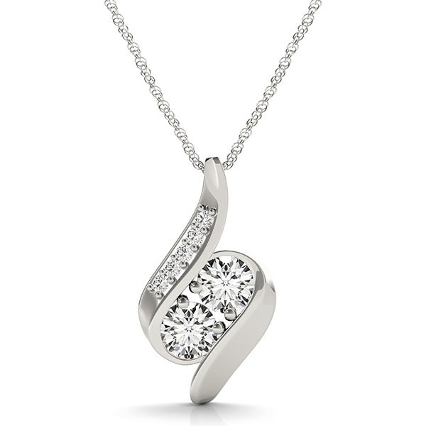 14K White Gold Multi-Diamond Fashion Pendant