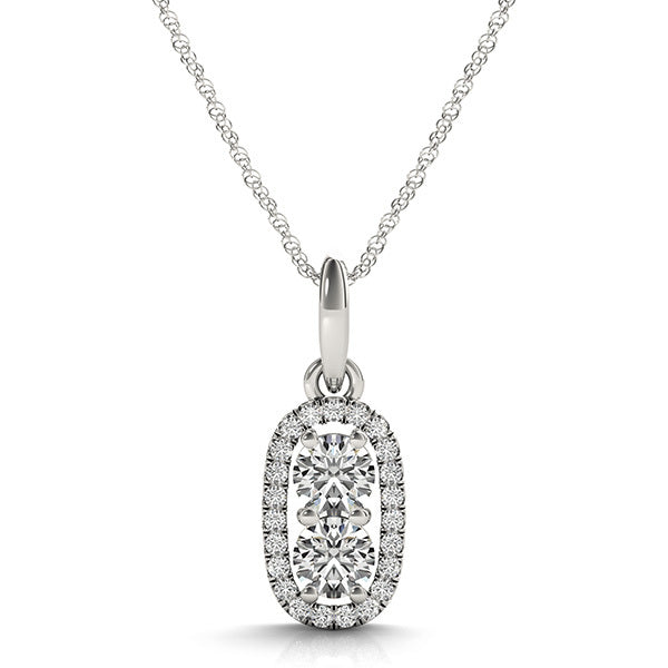 18K White Gold 1 CT Diamond Two-Stone Pendant