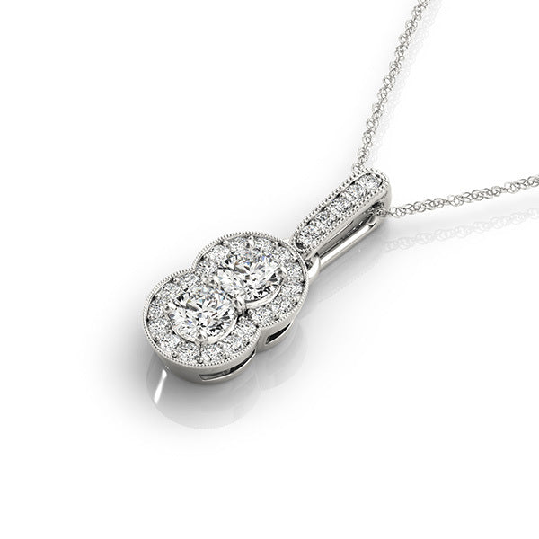 14K White Gold Round Diamond Fashion Pendant