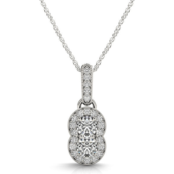 18K White Gold Round Diamond Fashion Pendant