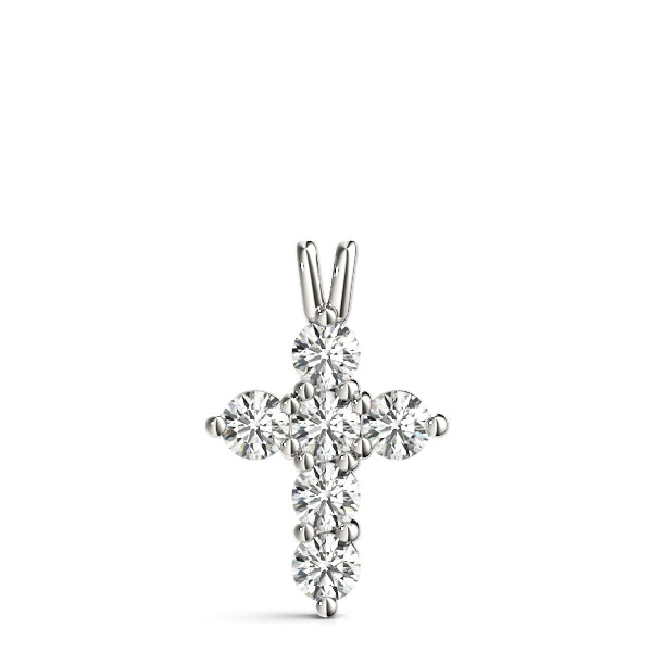 18K White Gold 1/2 CT Diamond Cross Pendant