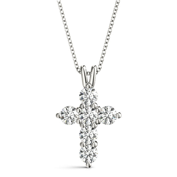 18K White Gold 1/2 CT Diamond Cross Pendant