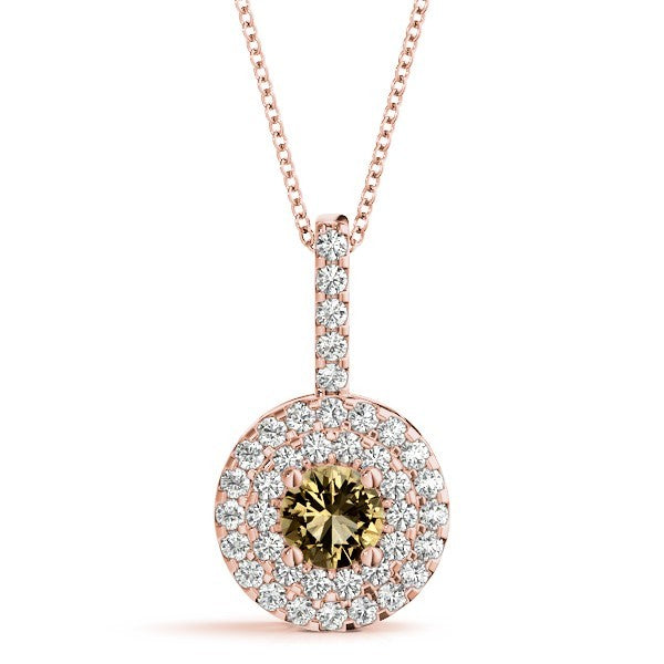 18K Rose Gold 1.33ctw Round Diamond Halo Pendant