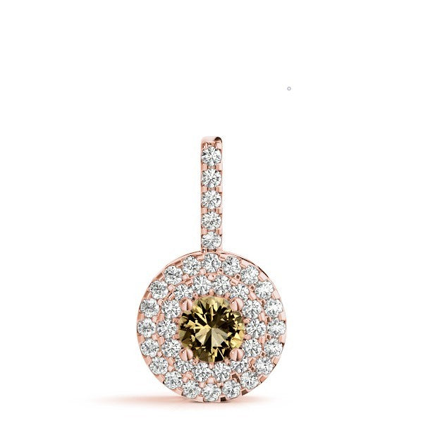 18K Rose Gold 1.33ctw Round Diamond Halo Pendant