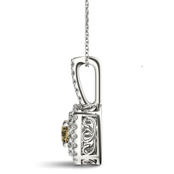 Platinum 1.33ctw Round Diamond Halo Pendant