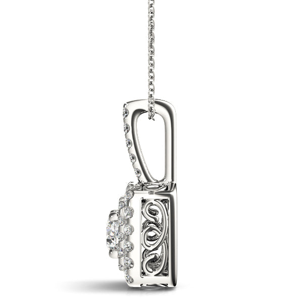 Platinum 1.33ctw Round Diamond Halo Pendant