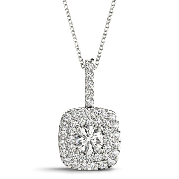 Platinum 1.33ctw Round Diamond Halo Pendant
