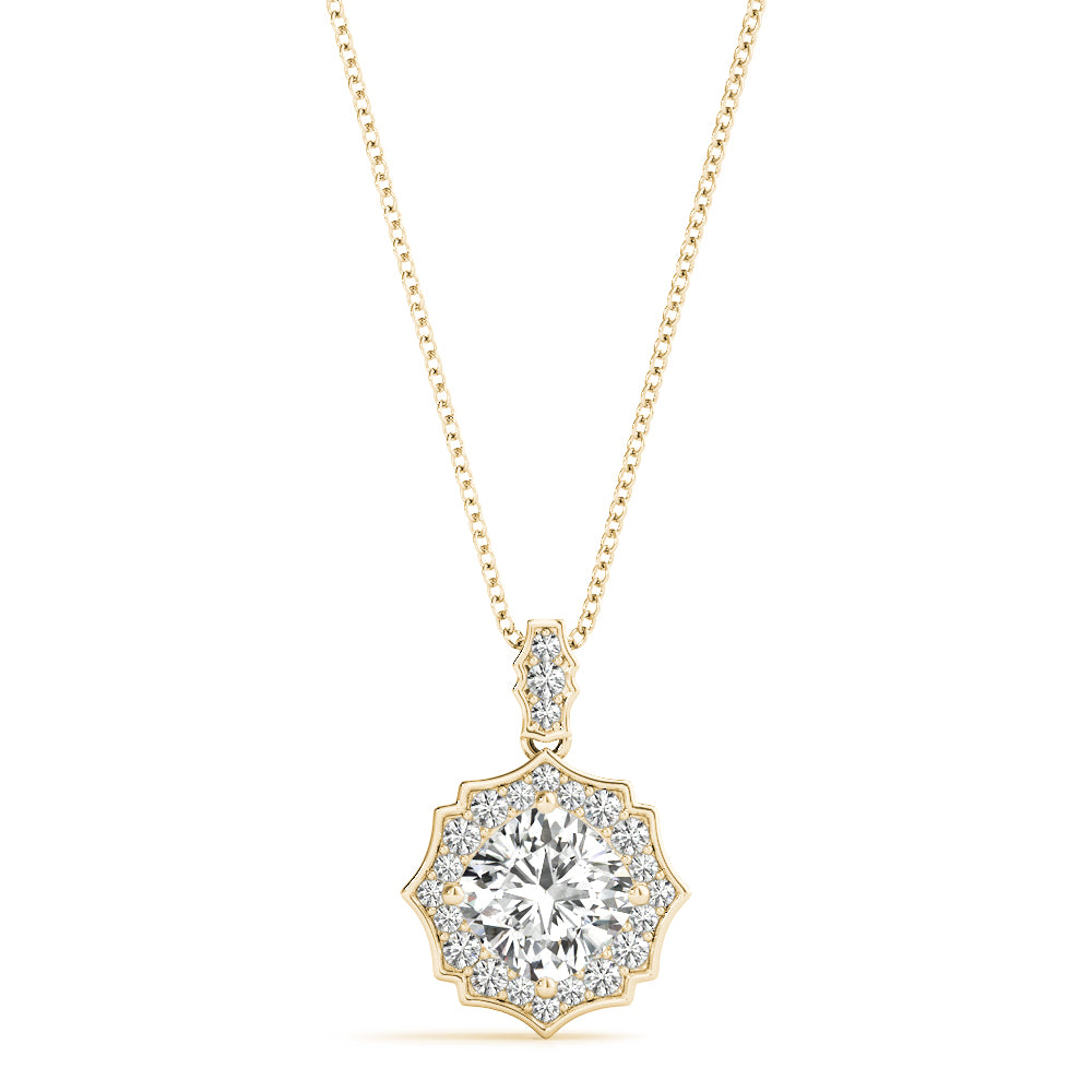 18K Yellow Gold Diamond Halo Pendant 5/8 ctw