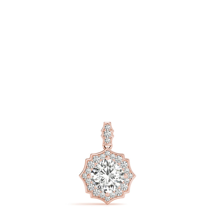 18K Rose Gold Diamond Halo Pendant 5/8 CT