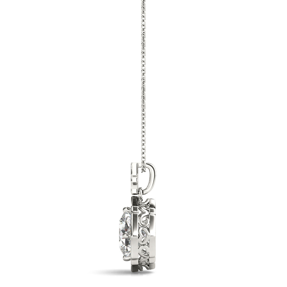 Platinum Cushion Diamond Halo Pendant