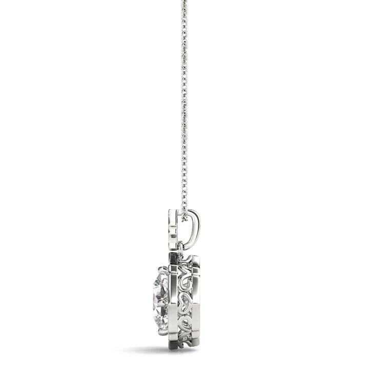 Platinum Cushion Diamond Halo Pendant