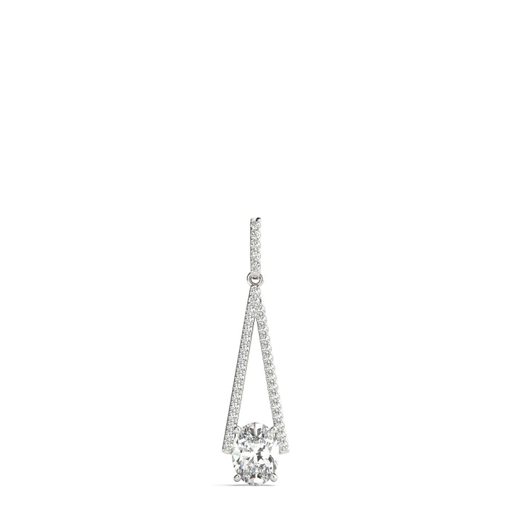 18K White Gold Oval Diamond Halo Pendant