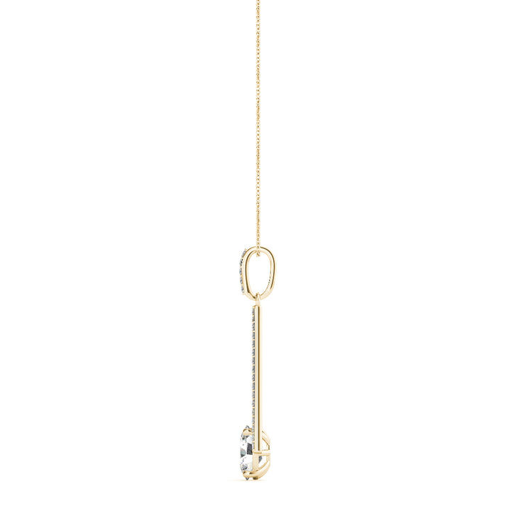 18K Yellow Gold Oval Diamond Halo Pendant